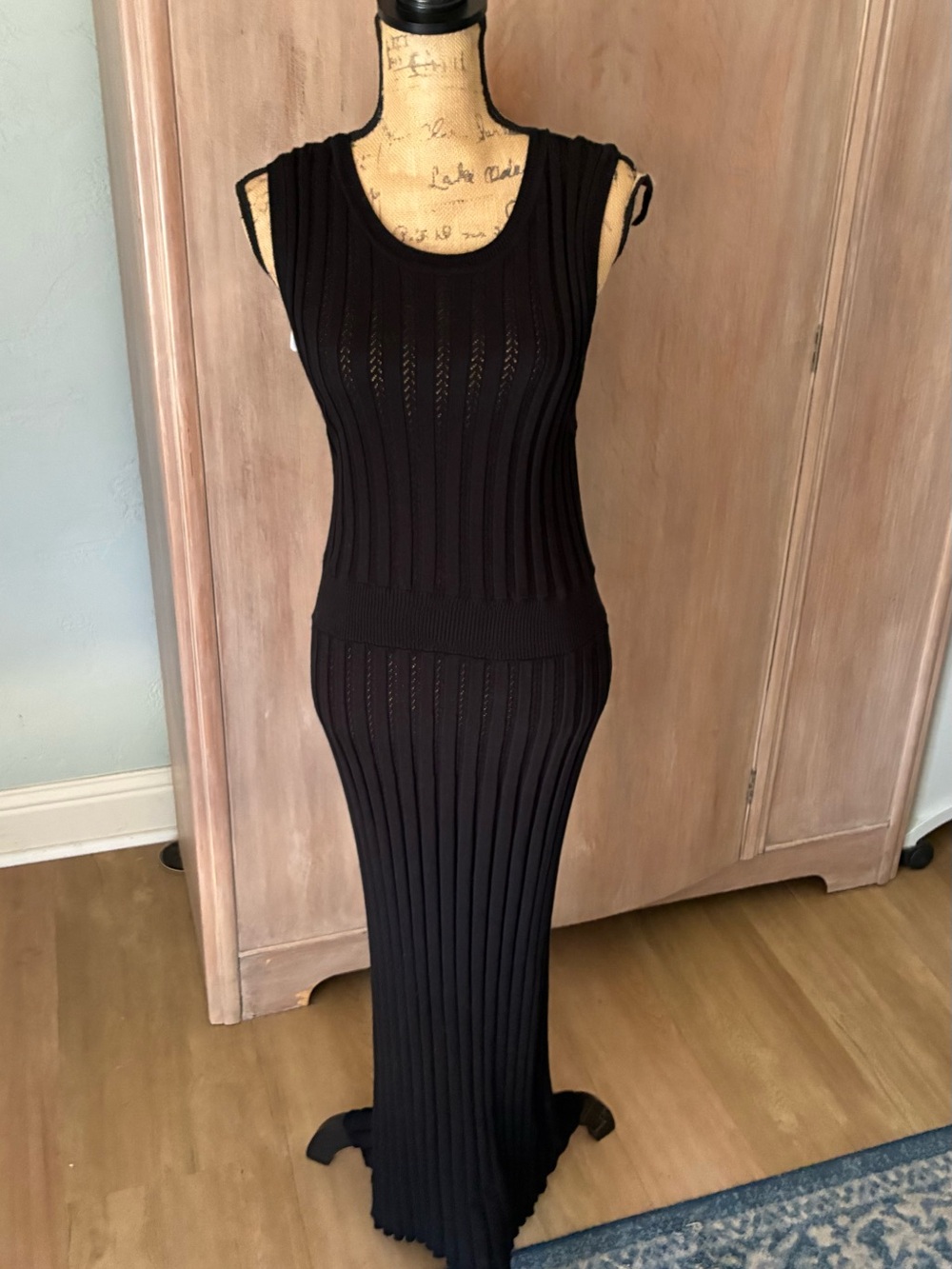 NWT Varley Florian Dress black knit maxi rich mom quiet luxury capsule L - Picture 8 of 16